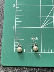 Vintage 4mm Faux Pearl Silver Tone Stud Earrings
