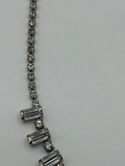 Vintage Weiss Necklace Clear Rhinestone Baguette Choker Silver Tone