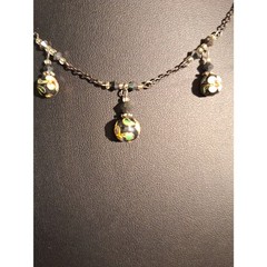 Art Beaded Charm Necklace Delicate Black Chain Fairycore Whimsical Cloisonne’