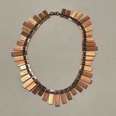 Vtg Renoir Copper Brutalist Fringe Collar Necklace Mid Century Modern MCM 15.5″