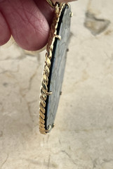 Large Vintage 14K Gold Rope Design Opal Mosaic Statement Pendant 2 5/8″ length