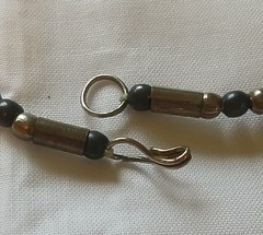 Vintage Silver-Tone and Black Bead Twisty Snake Necklace. 1970s. Statement