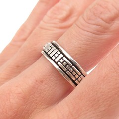 925 Sterling Silver Vintage Geometric Oxidized Rotating Band Ring Size 11.75