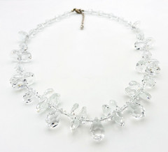 Vintage Faceted Clear Glass Crystal Necklace 21 in