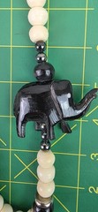 Vintage African Elephant Necklace Hand Carved Black Horn Natural Bovine Bone
