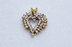 Vintage 925 Sterling Silver Gold Vermeil CZ Starburst Brooch Heart Pendant Set