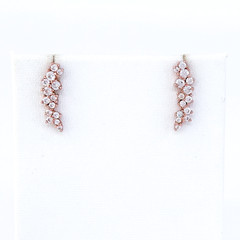 Vintage Sterling Silver 925 Rose Gold Tone Cubic Zirconia Earrings
