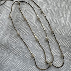Vintage Medici Gold Tone Chain Necklace Faux Pearl Delicate Item 18”