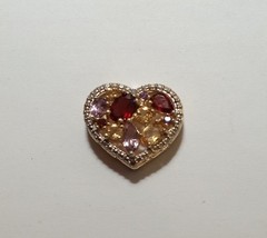 VTG thai FAS Signed 925 Slider Heart Pendant With Multi colored Gemstones