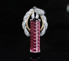 7.70ct Rubellite Tourmaline 0.06ct Diamond Platinum & 18K Yellow Gold Pendant