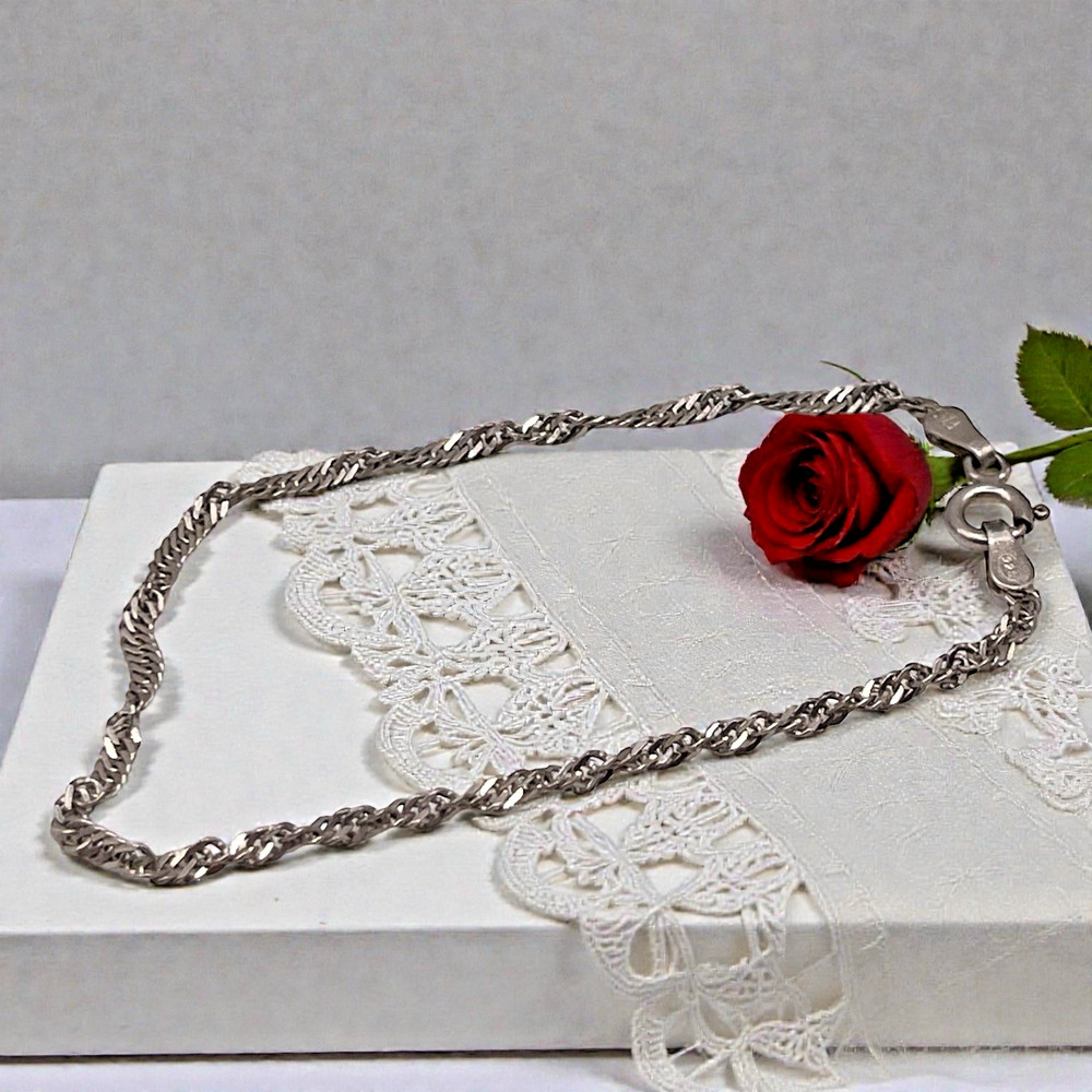 Designer FAS Italian 925 Sterling Silver Twisted Chain Link Chain Bracelet, 7″