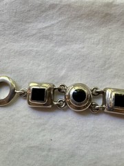Vintage Taxco Mexico signed sterling silver black onyx bracelet