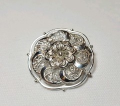 Vintage Sterling 925 German Filigree Flower Brooch 1.25 Inch 4.81gr