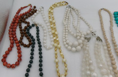 Vintage Beaded Lucite Resin Plastic Satin Metal Chunky 11 Necklace Assorted Lot