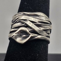 Paz Israel 925 Sterling Silver Ring Sz 7.5 Calla Lily Wrapped Multi-Band Vtg