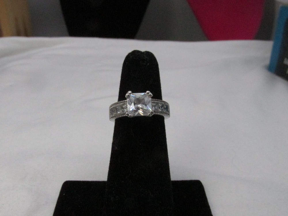 Vintage Sterling Silver Square & Channel Set Ring Sz 5.5 Marked V 925 #453