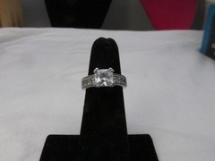 Vintage Sterling Silver Square & Channel Set Ring Sz 5.5 Marked V 925 #453