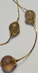Vintage Beaded Station Necklace & Earrings JC Penny 90s Matte Gold Tone NOS