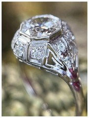 Art Deco Diamond Engagement Ring 14k White Gold