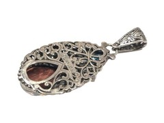 935 & 18K Gold JTV Artisan of Bali Carnelian Amethyst Dragonfly Necklace Pendant