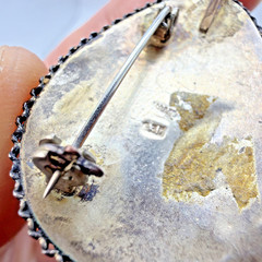 Vintage Israeli Sterling Silver Eilat Stone Brooch Pendant With Pearl Accents