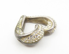 JACMEL 925 Sterling Silver Vintage Topaz Open Love Heart Slide Pendant PT9216