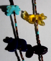 Vintage Carved Stones Multi Color Animals Necklace