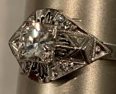 High End Vintage Solid Platinum 10% Iridium Diamond Ring! VS G-H Antique Estate