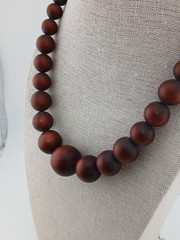 MID CENTURY moon glow brown graduated lucite beads necklace clip earrings set