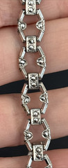 Marcasite Oval Link Sterling 7″ Bracelet Safety Chain 15 Grams Butterfly Clasp