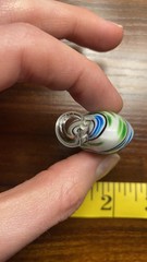Vintage Murano Venetian Blue Green White Striped Heart Shaped Pendant
