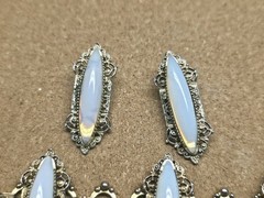 Vintage 1950’s Wide Opaline Glass Purple Crystal Chain Bracelet And Earrings
