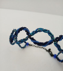 Vintage Czech Republic Choker Necklace Blue Beads Infinity 90s Y2K