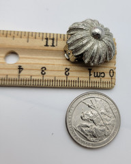 Vintage Flower Burst Clip On Stud Earrings Silver Tone 21mm
