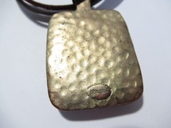 Chico’s Signed Vintage Pendant Necklace Red Enamel W Faux Gemstone Chips