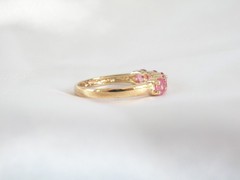 Vintage Sterling Silver 925 Gold on Pink Topaz 5 Stone Ring Size 9