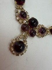 Vintage Necklace Purple Glass Cabochon Clip On Earrings Estate Lot Matching PJ