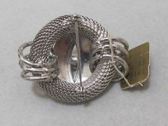 Vtg CONTINENTAL Modernist Layered Silver Tone Mesh Brooch w Tag 1-3/4” NOS