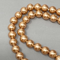 Champagne Necklace Simulated Pearl Beads Hand Knotted Cord Lobster Holiday 17″