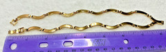 Vintage Wave Curved Link Chain Bracelet & Necklace Gold Tone Fold Over Clasp Set