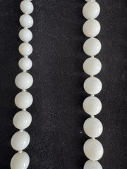 Vintage Long White Milk Glass Beaded Necklace, No Clasps