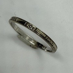Art Deco 1930s 14K White Gold Wedding Band Blossom Design 2mm Size 7.75 Hallmark