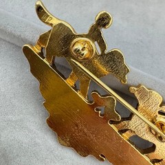 Vintage HERMES Paris Enamel Brooch Dog & Girl Gold Tone Cloisonné Pin France