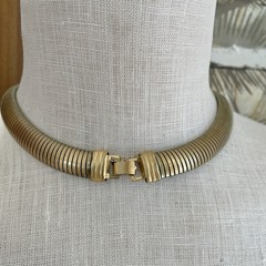 Vintage 1980s Modernist Statement Necklace Geometric Omega Runway