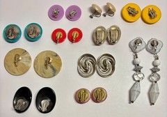 Colorful Lot of Vintage Retro Clip-on Earrings – Very good condition