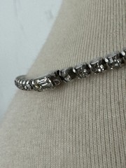 Vintage Clear Rhinestone Choker Necklace Marquise Cut Silver Tone Tennis Chain