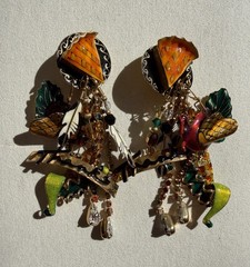 Lunch At The Ritz HAPPY THANKSGIVING Clip On Earrings Rare Find!