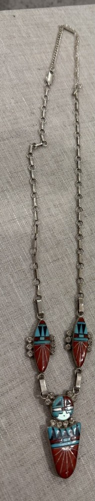 Vintage Signed Ola Eriacho Zuni Sterling Silver Necklace