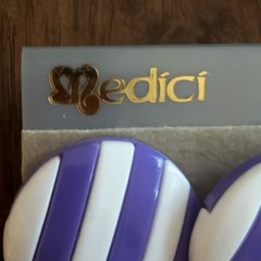 Vintage Medici Purple White Striped Dome Earrings Surgical Steel Posts Hong Kong