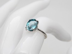 Designer $6000 5.50ct Natural Blue Zircon Diamond Platinum Ring RARE